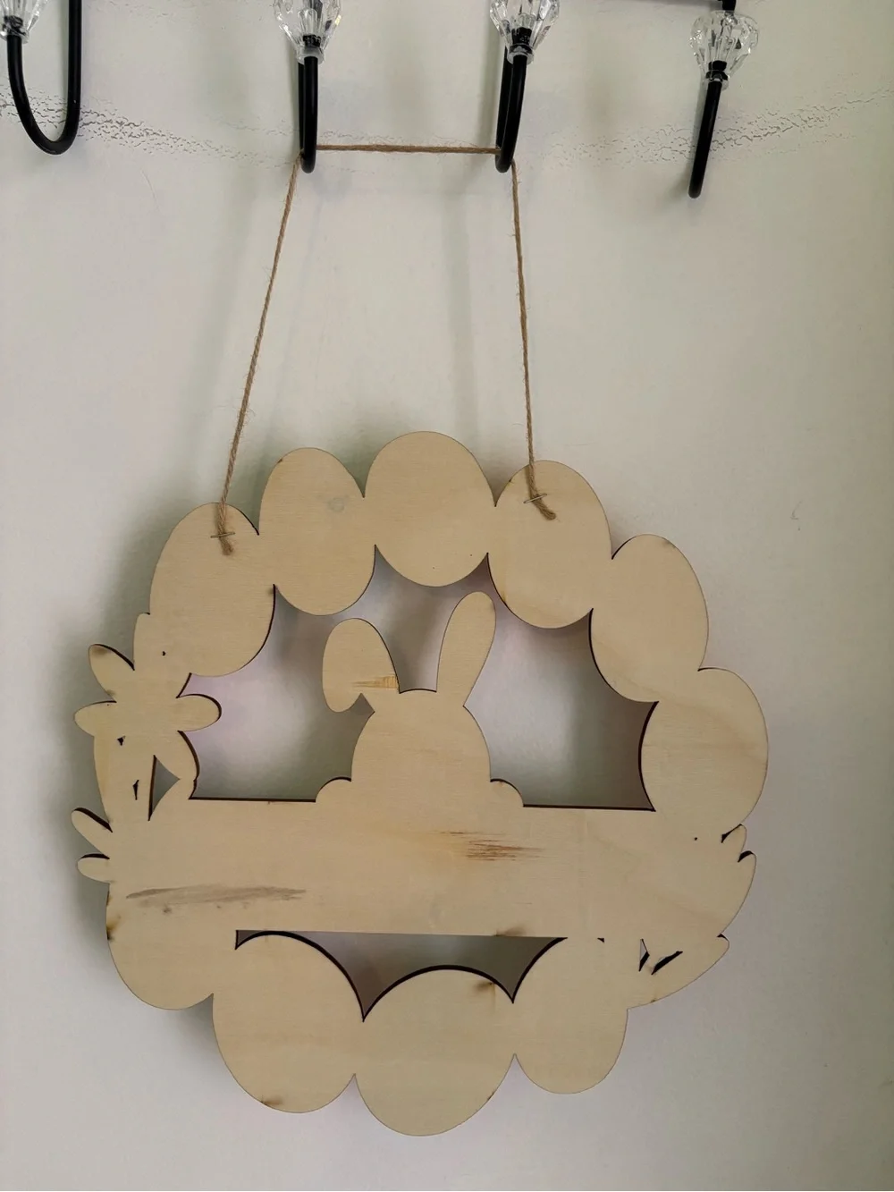 Amyhill NWT Easter Bunny Wreath Sign - Pastel Multi Color Decoration. 11”x 10.5”